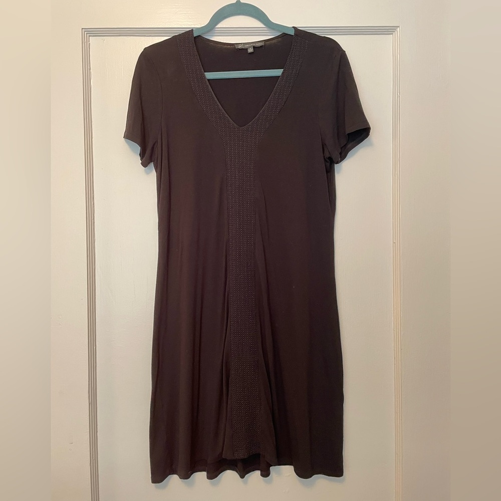 Adrianna Papell black casual jersey dress with braiding detail – size M